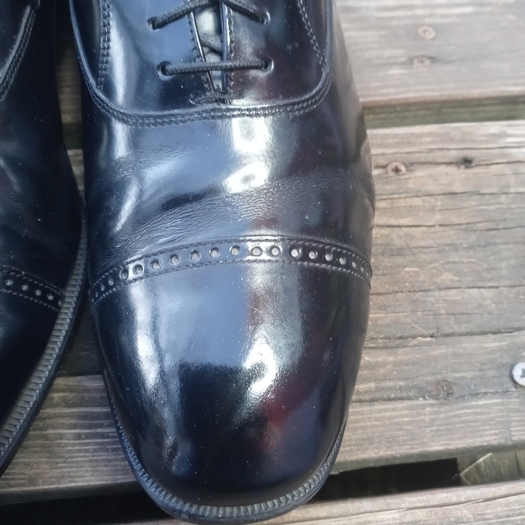 Florsheim Mens Oxford Black Leather Cap Toe Lace Up Shoes Size 10.5 3E. 255pem